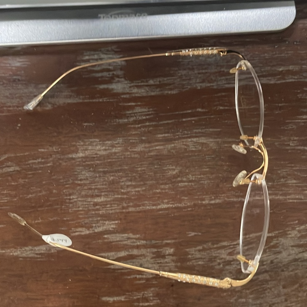 Tiffany Lunettes 23K gold plated T790 C4 gold  52-17 rimless eyeglasses - Picture 13 of 16